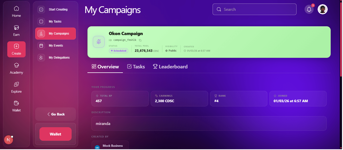 Chaindustry leaderboard and reward tracking