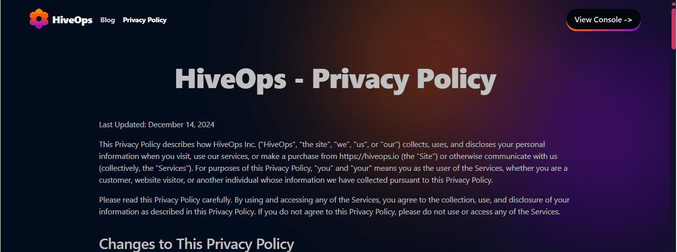 HiveOps billing and subscription UI
